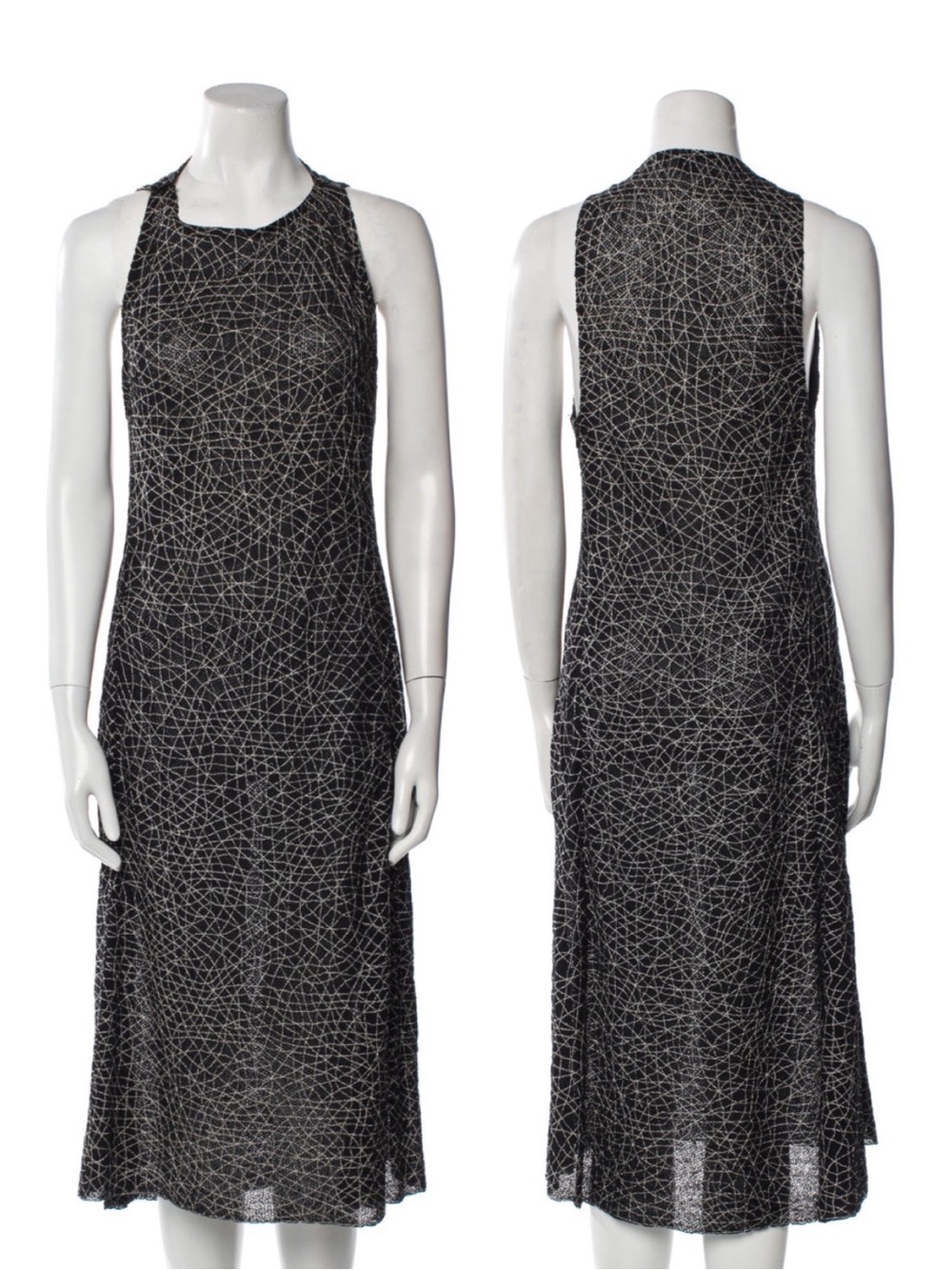 Vintage - TSE Midi Dress - Black/Silver - 100% Silk - Size Small
